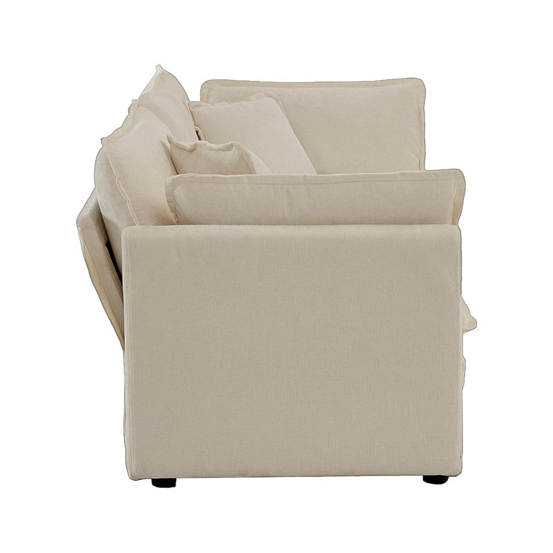 Canapé moderne en tissu pour causeuse pour le salon, canapé 2 places à assise profonde de grande taille avec 4 coussins, chenille beige