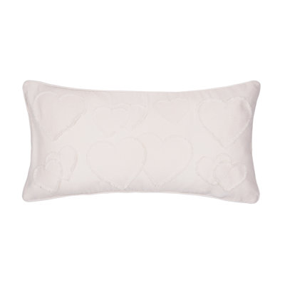 White Heart Applique Valentine's Day Heart Pillow