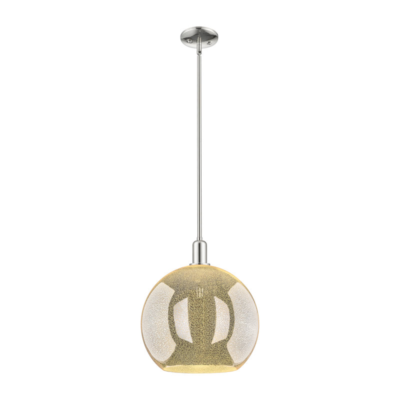 Mini-luminaire suspendu 1 lumière Arcadia - Athens, H 13,63 po x l 13,75 po x P 13,75 po, Mercure, Nickel poli