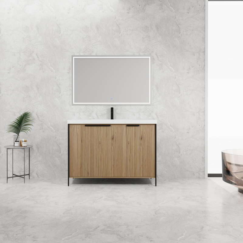 Meuble-lavabo autoportant avec lavabo en résine