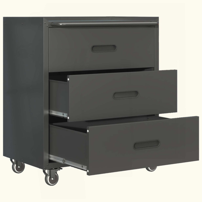 Armoire de rangement en métal robuste avec roulettes - Armoire à outils à 3 tiroirs pour les solutions de rangement de garage, de bureau et de maison