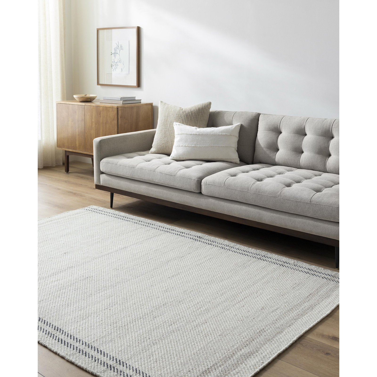 Lavande Hand-Woven Gray Rug, Rectangle 3'6" x 5'6"
