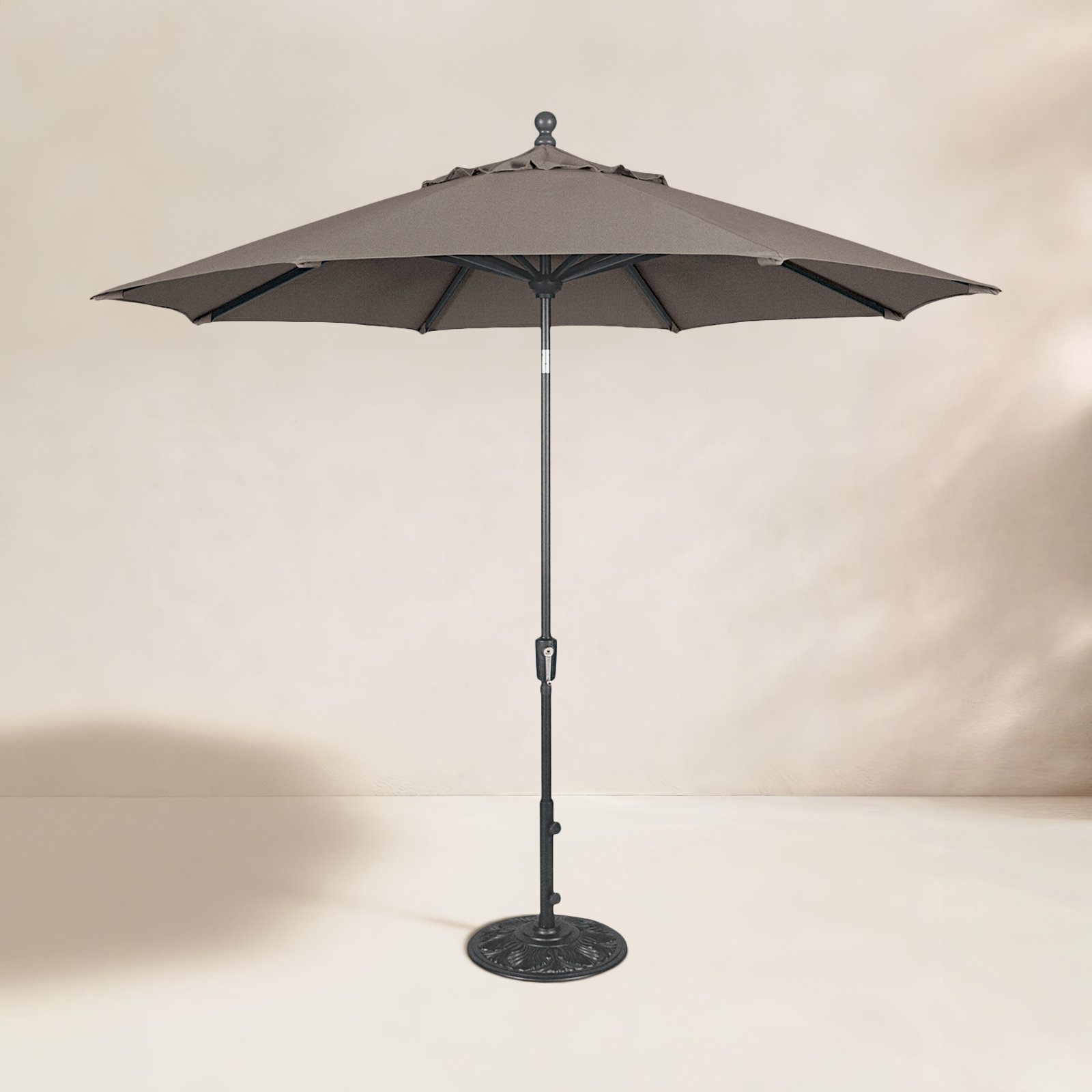Canela 9' Market Umbrella, Anthracite, Taupe Canvas