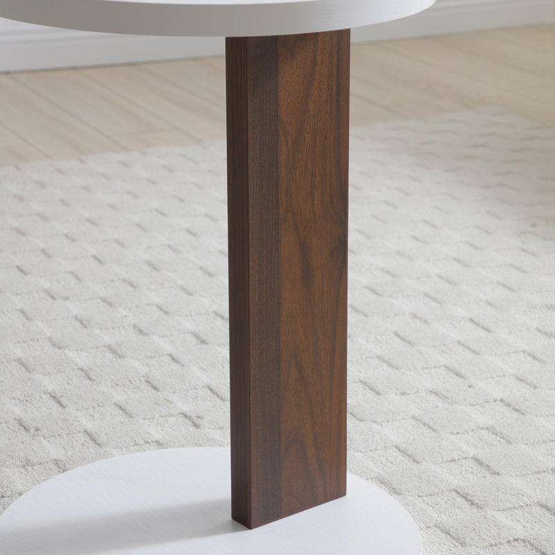 Table basse à 2 ensembles, table basse rotative à 2 tiroirs, table haute à 2 niveaux en bois avec rangement, table basse carrée avec plateau pivotant pour le salon (blanc et noyer)