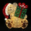 Ours en tissu pailleté 3D pré-illuminé de 80 cm (2,6 pi) tenant une boîte-cadeau - Décoration de Noël