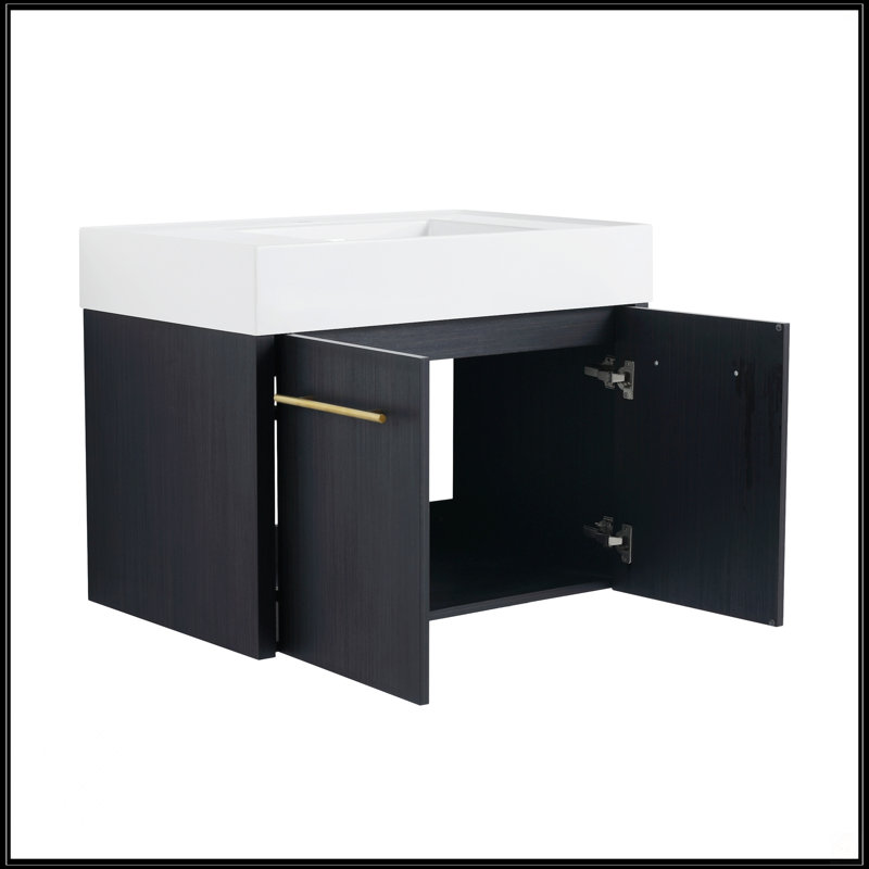 30 Inch Wall-Mounted Bathroom Vanity With Sink, 30"
