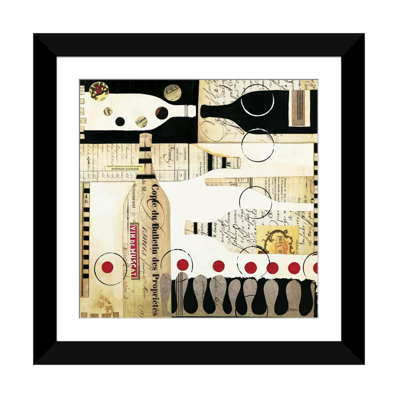 «Deco Vino I», impression sur toile, H 24 po x l 24 po x P 1 po, Papier d'art encadré noir, Blanc