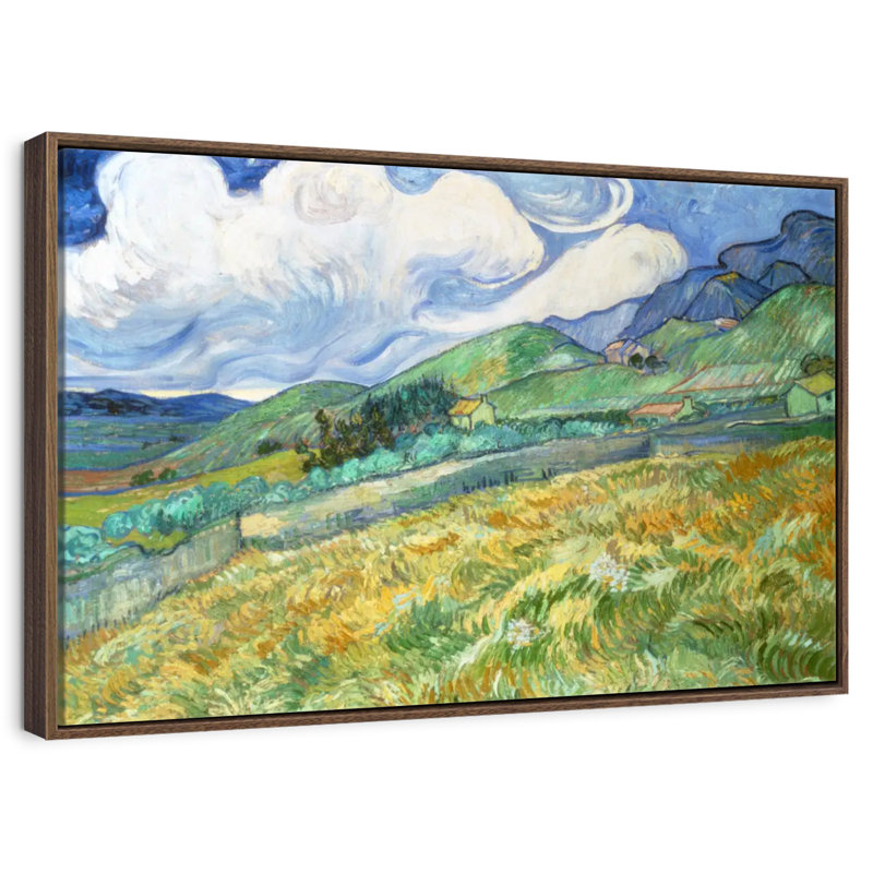 Paysage de Saint Remy, 37 po x 25 po, Cadre flottant en noyer