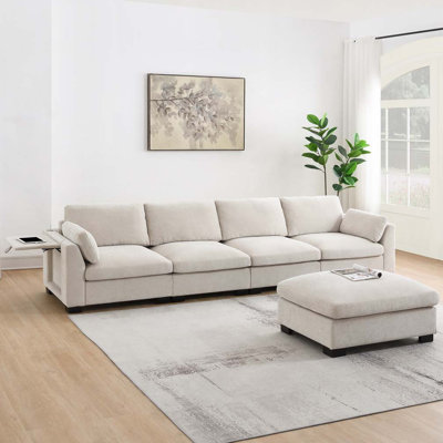 Canapé modulaire de 130 po en forme de L avec table pliante et port double