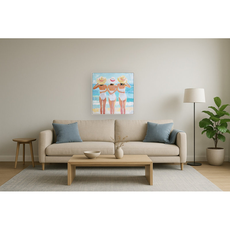 «Three Sœurs», art mural sur toile beige clair - 32 po x 32 po
