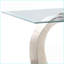 Table basse en métal argenté satiné avec plateau en verre, surface facile à nettoyer et amp; Base noire stable pour le salon