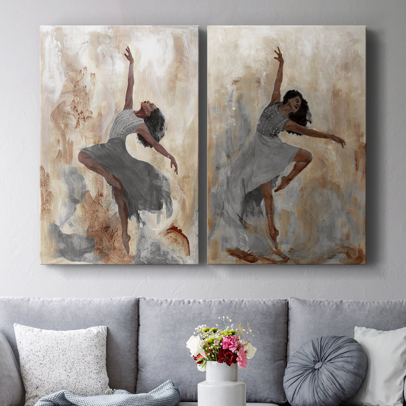 Beautiful Dancer I - Toile tendue avec châssis de qualité supérieure - Prêt à être accroché, H 60 po x l 80 po