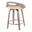 Tabouret de comptoir 24 po à hauteur fixe avec pivot en bois gris clair et similicuir crème avec repose-pieds rond en métal chromé - tabouret de comptoir 2 pièces crème