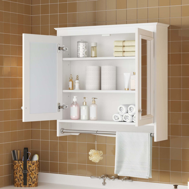Armoire de toilette 3 en 1, armoire à pharmacie murale avec tablettes réglables et portes à fermeture en douceur, miroir haute définition avec rangement pour meuble-lavabo de salle de bain