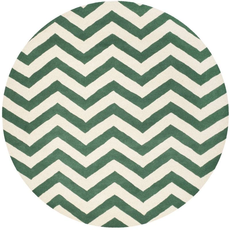 Teresita Hand Tufted Wool Chevron Rug, Round 7'