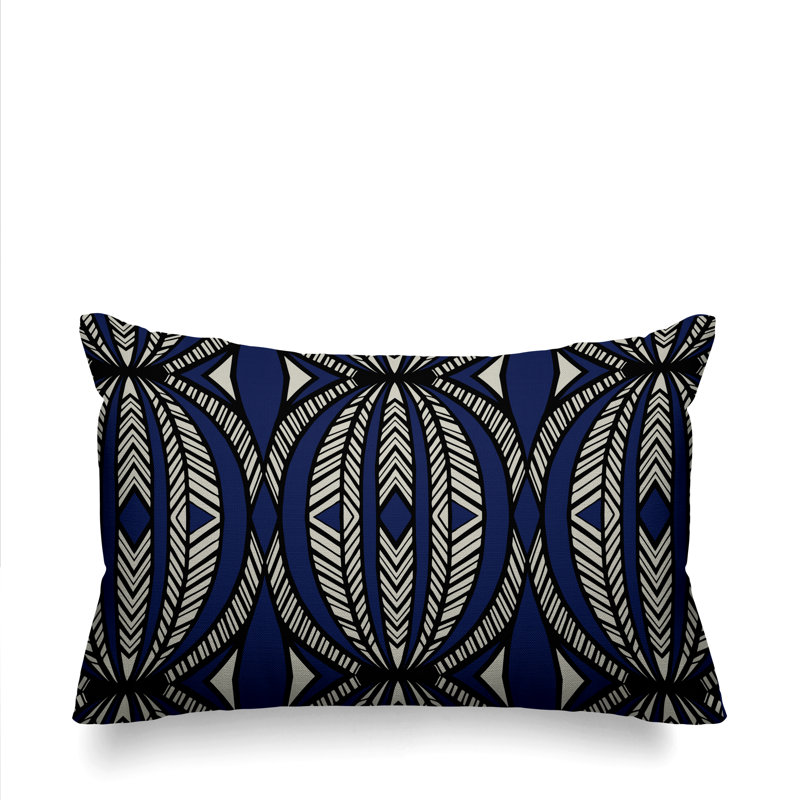  Housse de coussin rectangulaire pour l'extérieur Tribal, Bleu marine