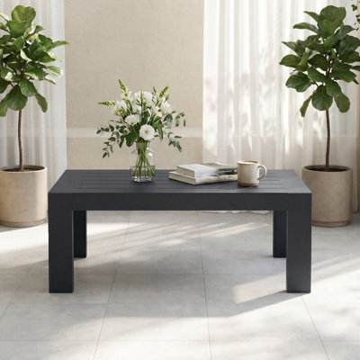39.37'' Long Aluminum Outdoor Patio Coffee Table, Modern Rectangular All-Weather Cocktail Table for Backyard & Deck