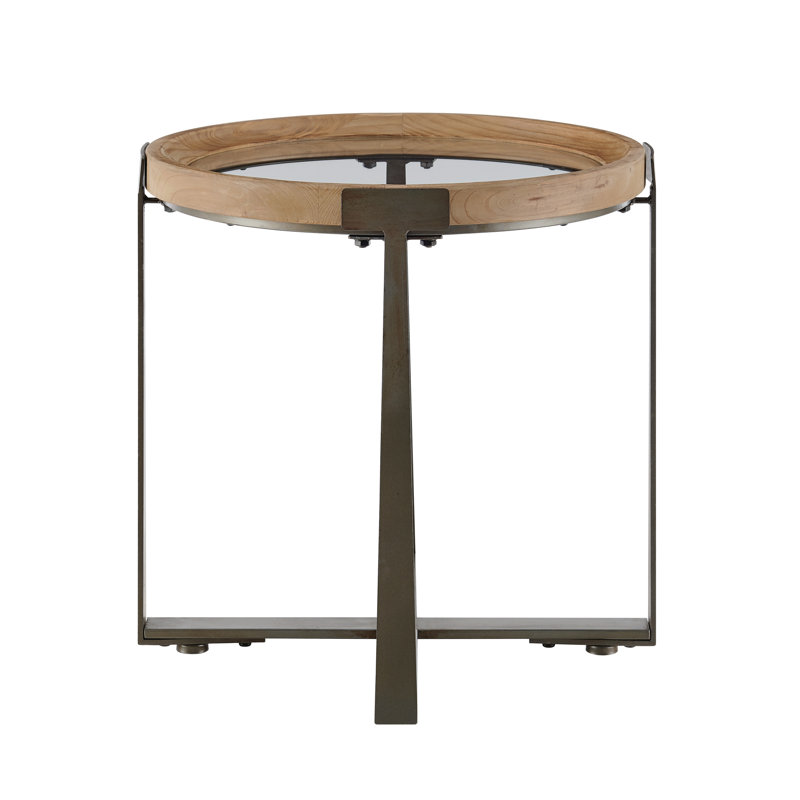 Aguon Glass Top Cross Legs End Table