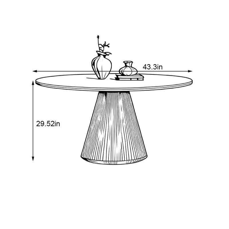 Table de salle à manger moderne et simple en bois massif, H 29,52 po x L 51,18 po x l 51,18 po