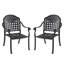 Chaise de patio en fonte d'aluminium 2 pièces avec structure noire et coussins bleus