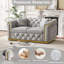 Causeuse de luxe en velours Chesterfield de 63 po avec accoudoirs dorés-853754301