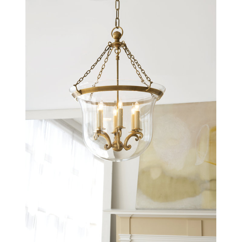 Chapman & Myers Country Bell Jar Lantern, Antique-Burnished Brass, 21" H x 15.5" W x 15.5" D