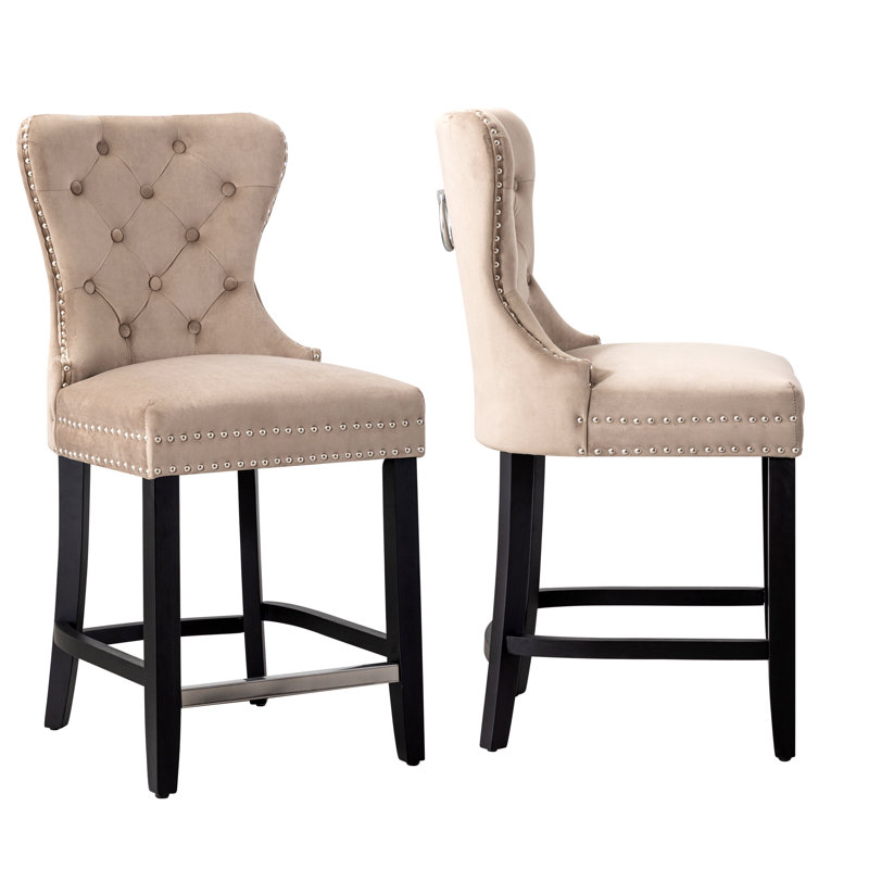 Tabouret de bar et de comptoir Kirsten, Tabouret de comptoir (siège d’une hauteur de 24, Taupe, Noir