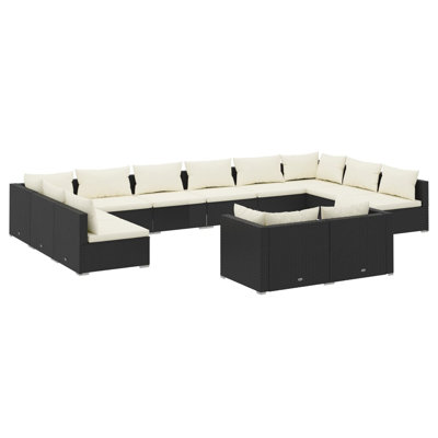  Garden Lounge Set Black, Cream