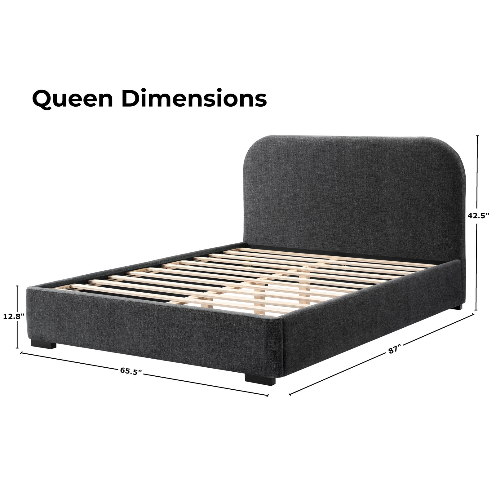 Reigen Upholstered Platform Bed, Queen, Black