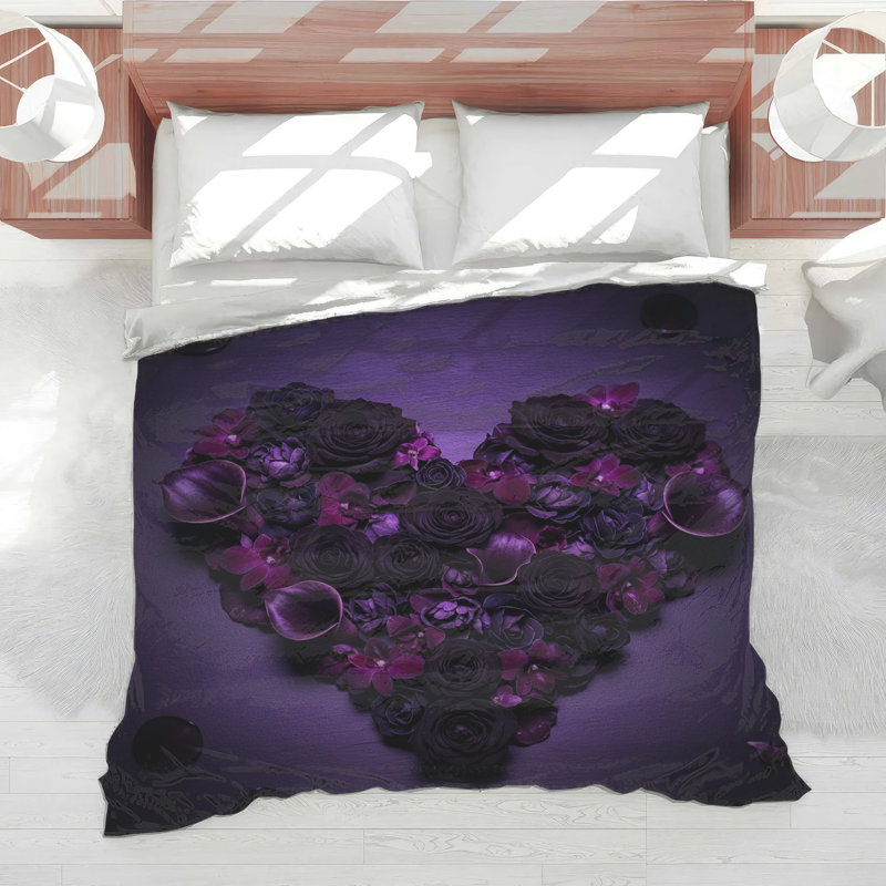 Édredon mauve à motif floral mauve, Très grand lit