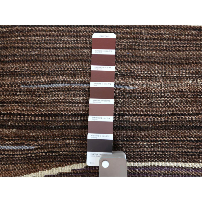 Tapis brun et bleu tissé à la main 6 pi 4 po x 9 pi A10F72EC41A34EAF9F69905B1F2C4E14
