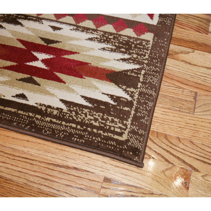 Tapis brun de style Sud-Ouest Seagle, Rectangle 2 pi 2 po x 3 pi 3 po