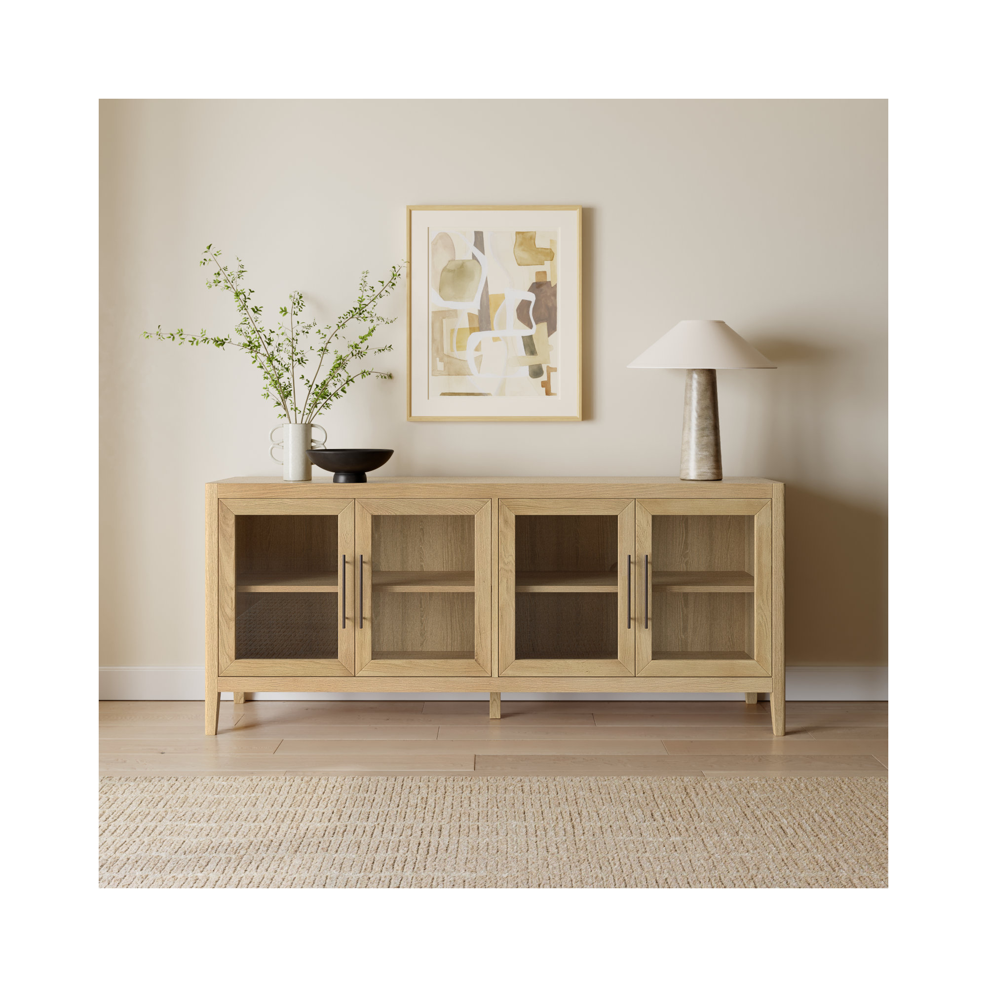 Beechgrove 78" Wide Oak Solid Wood Sideboard