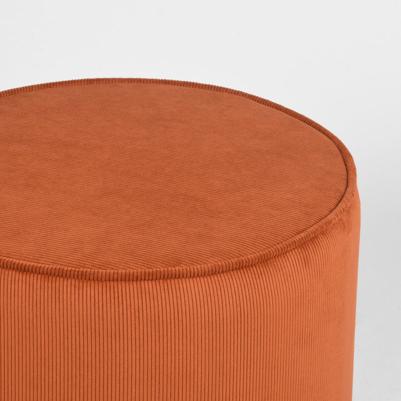 55cm Wide Round Solid Colour Pouffe Ottoman, Rust