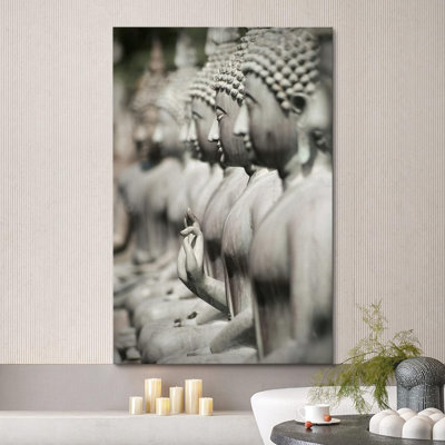 Row Of Stone Buddha Temple Statues On Canvas Print -  wall26, CVS-A32-2205-ANG05-12x18