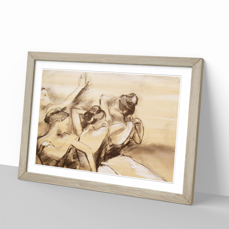 Study of Ballet Ballerina Dancers Vol.1 by Edgar Degas - Framed Print, 27cm H x 36cm W x 2cm D, Oak Framed