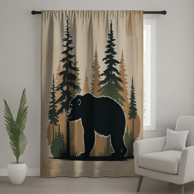 Ours noir dans la forêt, rideaux transparents et occultant - 1 panneau