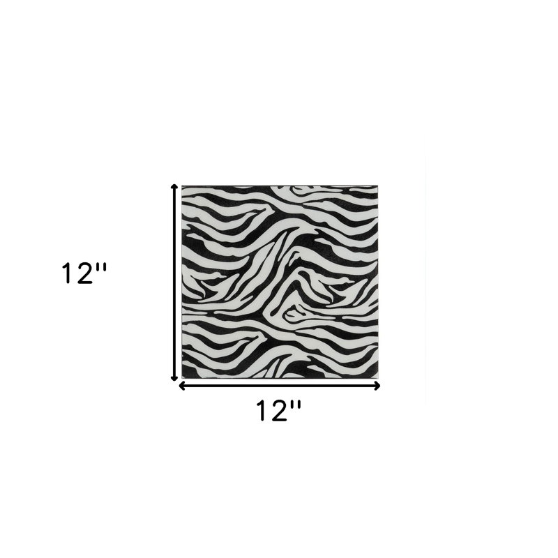 Petit carreau mural en fausse peau de zèbre, H 12 po x l 12 po x P 1 po