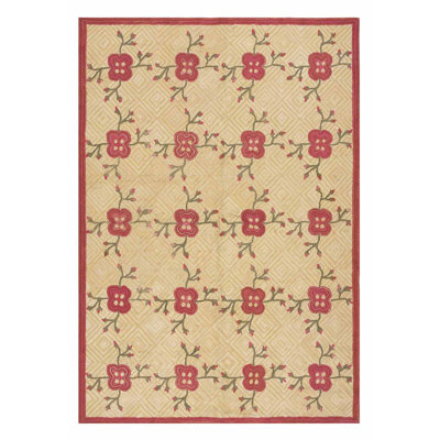 Flatweave Wool Floral Area Rug