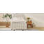 Lit plateforme simple tapissier avec lit gigogne et 3 tiroirs, tissu de lin, beige-1064112741