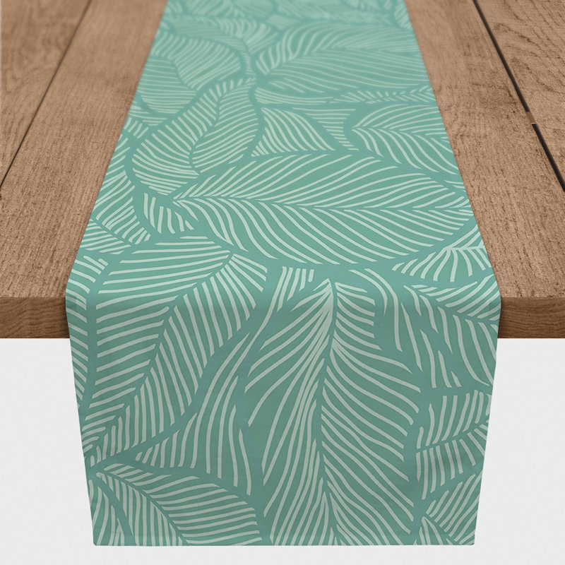 Chemin de table Falsom, L 72 po x l 16 po, Floral 2, Sarcelle