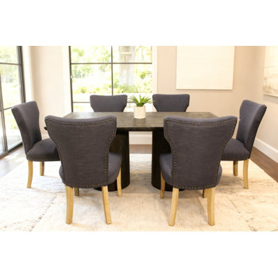 Consuella 6-person Dining Set With Blue Chairs