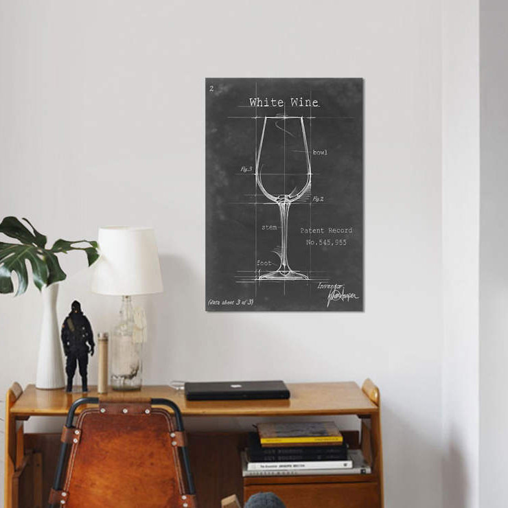 'Barware Blue Print IV' by Ethan Harper Drawing Print on Wrapped Canvas