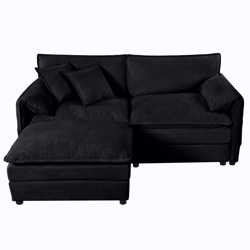 Canapé modulaire Elara, 33.46" H x 75.59" W x 33.86" D, Chenille noir