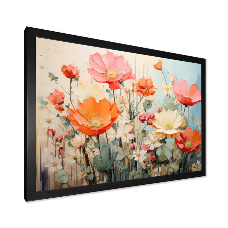 Représentation de cactus beige corail multicolore, reproduction sur toile, H 34 po x l 44 po x P 1,5 po, Cadre photo noir