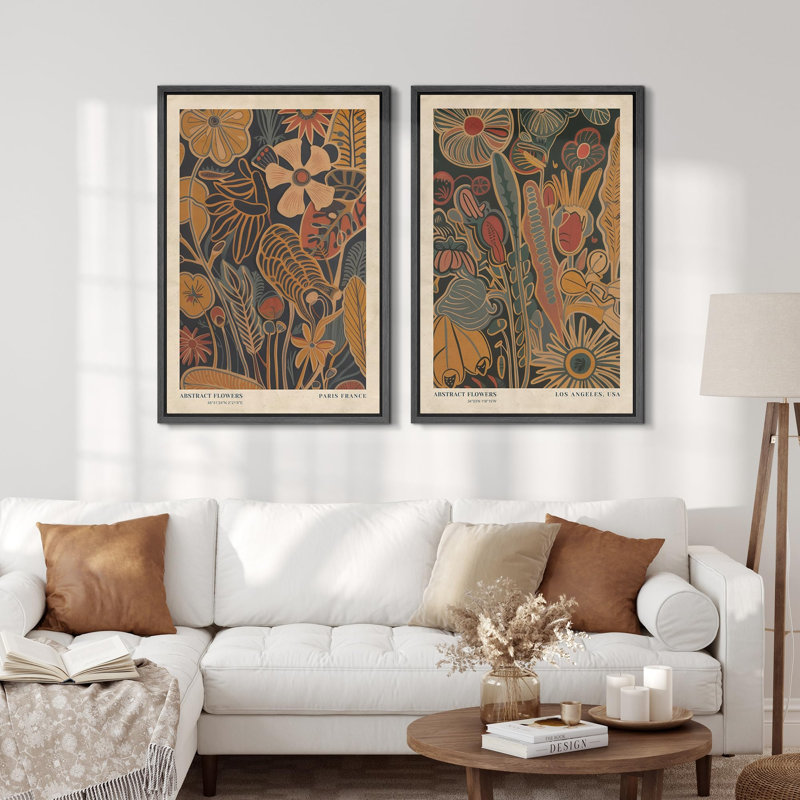 " Pastel Watercolor Blue Mountain Range Wall Pictures Modern Art Decor Rustic Minimal Bedroom " 2 - Pieces on Canvas