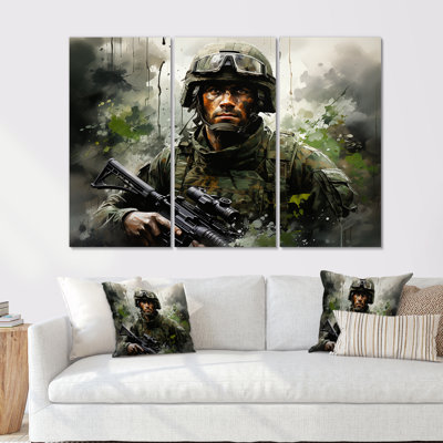 Vietnam Militarty Landscape Warriors Resilience II - ensemble d'art mural sur toile militaire