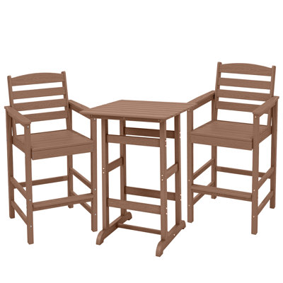  3 Pieces Outdoor Patio Bar Set, Oversize Tall Adirondack Bar Chair And Table Set
