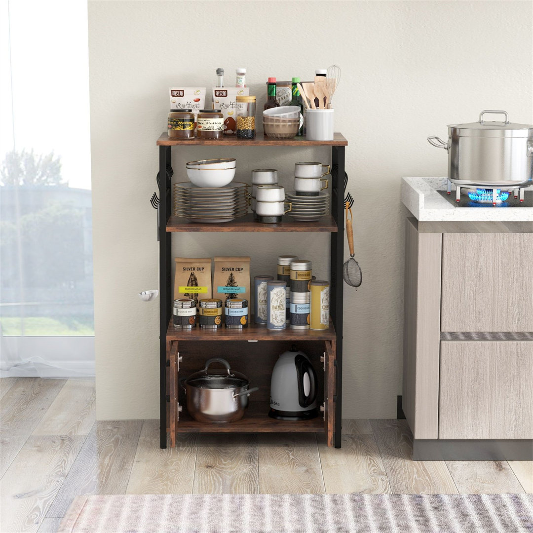3-Tier Kitchen Bakers Rack with Cabinet Open Shelves