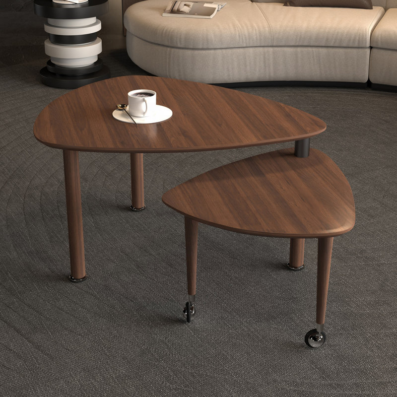 Table basse rotative moderne à 360 degrés, Noyer
